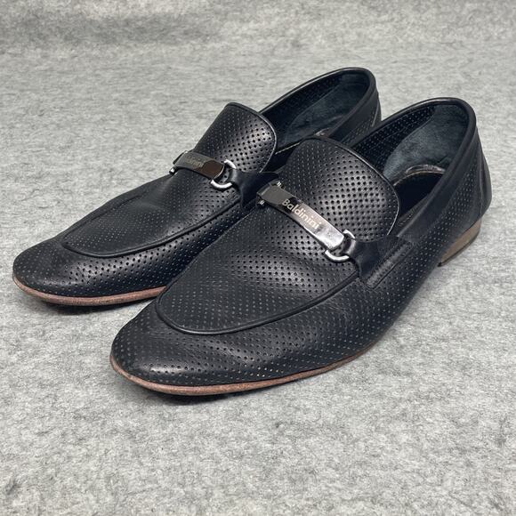 Baldinini Men 10 Loafers Black Perforated Leather Laser Cut Italy Luxury Slip-on main image 9